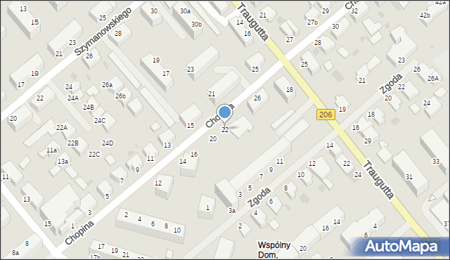 Koszalin, Chopina Fryderyka, 22, mapa Koszalina