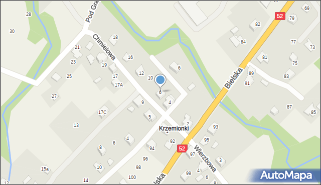 Kozy, Chmielowa, 6, mapa Kozy