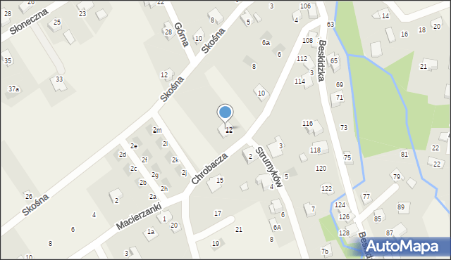 Kozy, Chrobacza, 14, mapa Kozy