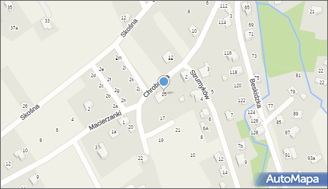 Kozy, Chrobacza, 15, mapa Kozy
