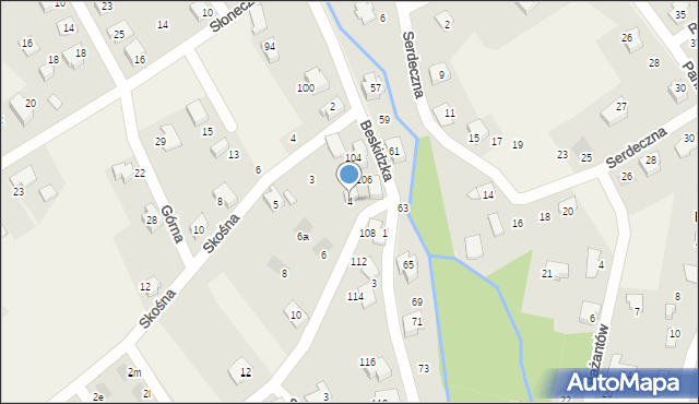 Kozy, Chrobacza, 4, mapa Kozy