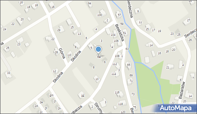 Kozy, Chrobacza, 6a, mapa Kozy