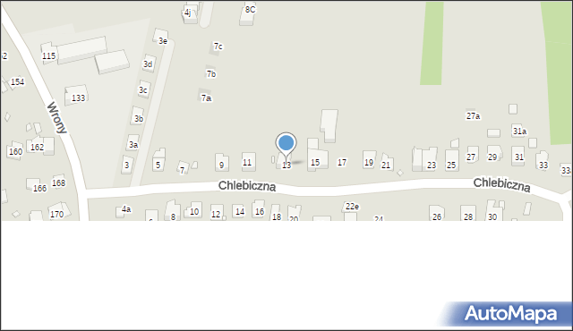 Kraków, Chlebiczna, 13, mapa Krakowa