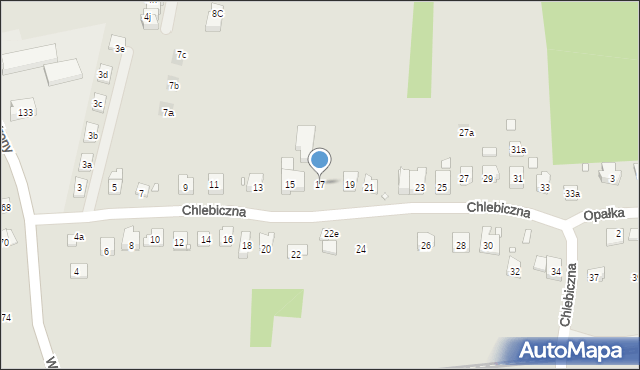 Kraków, Chlebiczna, 17, mapa Krakowa