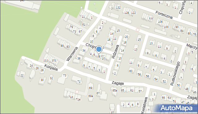 Kraków, Chojnicka, 8, mapa Krakowa