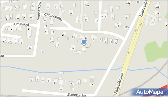 Kraków, Chorzowska, 11b, mapa Krakowa