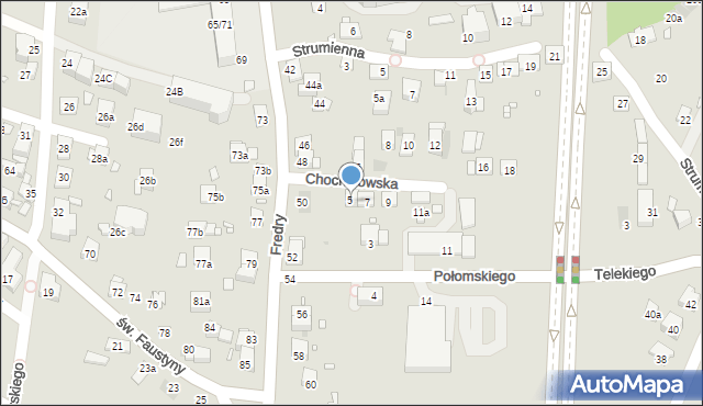 Kraków, Chochołowska, 5a, mapa Krakowa