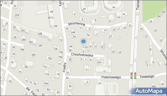 Kraków, Chochołowska, 6a, mapa Krakowa