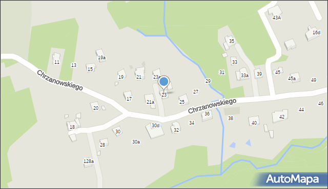 Kraków, Chrzanowskiego Ignacego, 23, mapa Krakowa