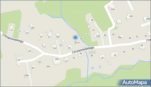 Kraków, Chrzanowskiego Ignacego, 27, mapa Krakowa