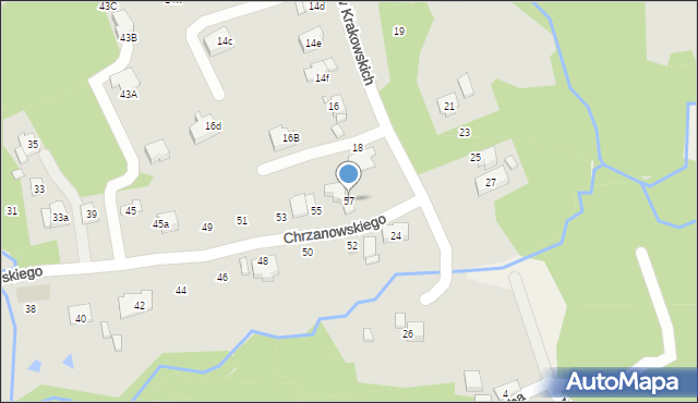 Kraków, Chrzanowskiego Ignacego, 57, mapa Krakowa