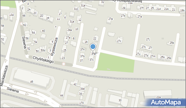 Kraków, Chylińskiego Zygmunta, prof., 37e, mapa Krakowa