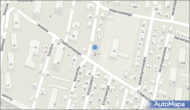 Kraków, Chełmońskiego Józefa, 26, mapa Krakowa