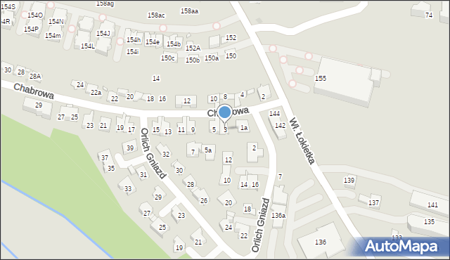 Kraków, Chabrowa, 3, mapa Krakowa
