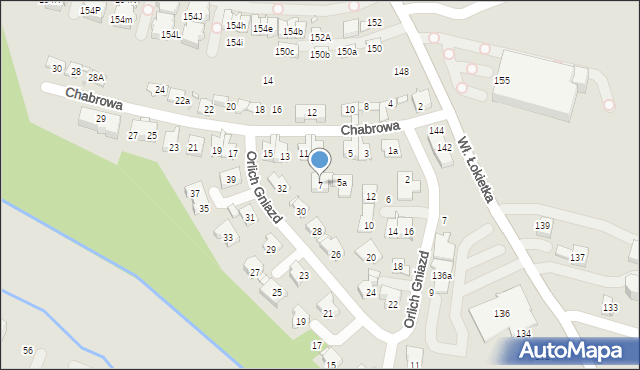 Kraków, Chabrowa, 7, mapa Krakowa