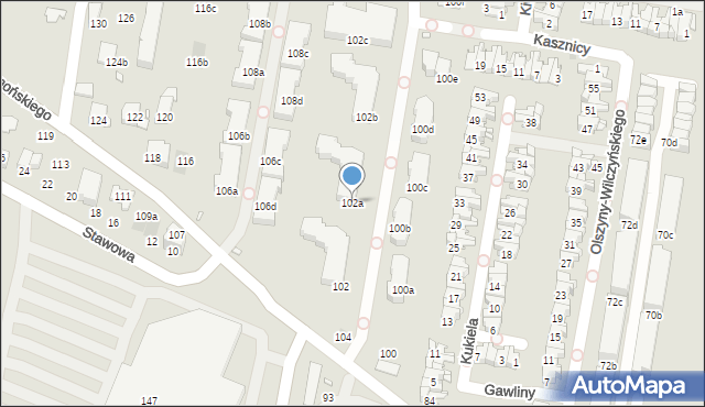 Kraków, Chełmońskiego Józefa, 102a, mapa Krakowa