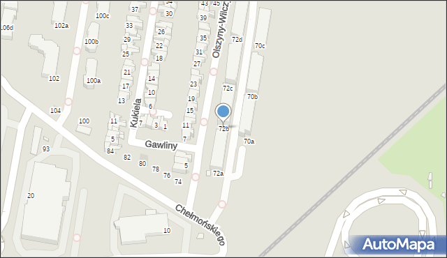 Kraków, Chełmońskiego Józefa, 72b, mapa Krakowa