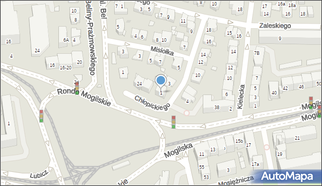 Kraków, Chłopickiego Józefa, gen., 1, mapa Krakowa