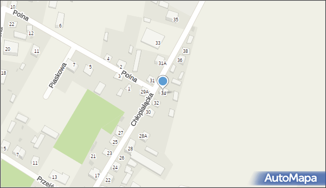 Krasnosielc, Chłopiałącka, 34, mapa Krasnosielc