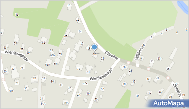 Krosno, Chopina Fryderyka, 20, mapa Krosna