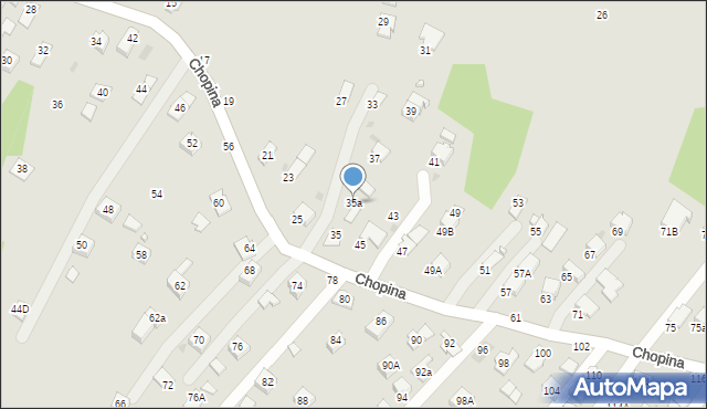 Krosno, Chopina Fryderyka, 35a, mapa Krosna