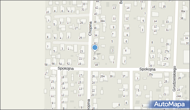 Krotoszyn, Chopina Fryderyka, 28a, mapa Krotoszyna