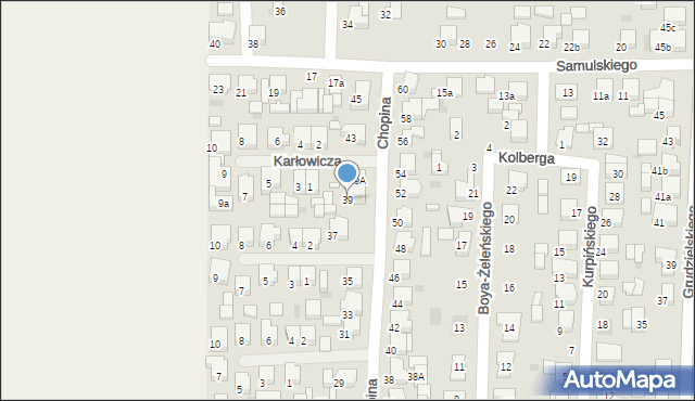 Krotoszyn, Chopina Fryderyka, 39, mapa Krotoszyna