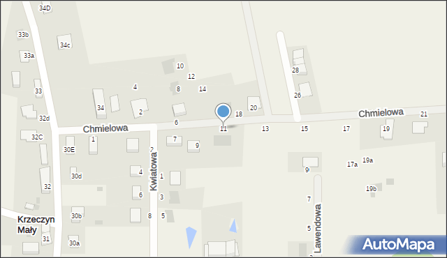 Krzeczyn Mały, Chmielowa, 11, mapa Krzeczyn Mały