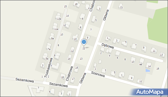 Krzyków, Chabrowa, 11, mapa Krzyków