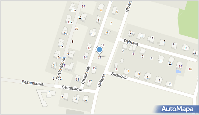 Krzyków, Chabrowa, 13, mapa Krzyków