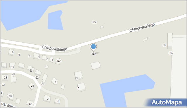 Krzywiń, Chłapowskiego Dezyderego, gen., 34c, mapa Krzywiń