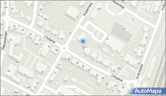 Kwidzyn, Chopina Fryderyka, 19, mapa Kwidzyn