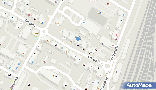 Kwidzyn, Chopina Fryderyka, 25, mapa Kwidzyn