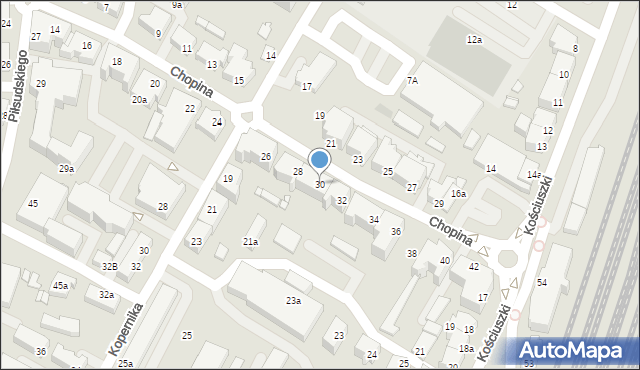 Kwidzyn, Chopina Fryderyka, 30, mapa Kwidzyn