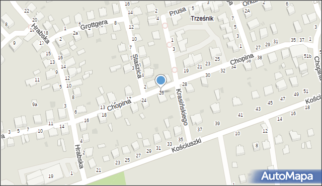 Łańcut, Chopina Fryderyka, 26, mapa Łańcut