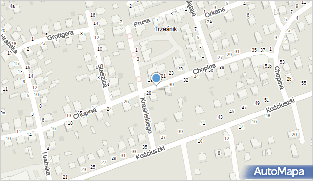 Łańcut, Chopina Fryderyka, 28a, mapa Łańcut