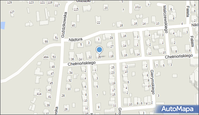 Łapy, Chełmońskiego Józefa, 20, mapa Łapy