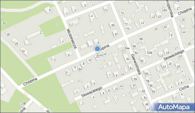 Łaskarzew, Chopina Fryderyka, 12, mapa Łaskarzew