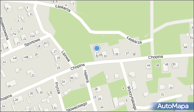 Łaskarzew, Chopina Fryderyka, 31, mapa Łaskarzew