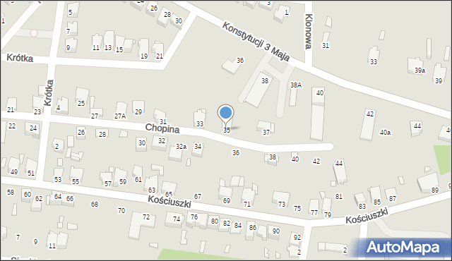 Łazy, Chopina Fryderyka, 35, mapa Łazy
