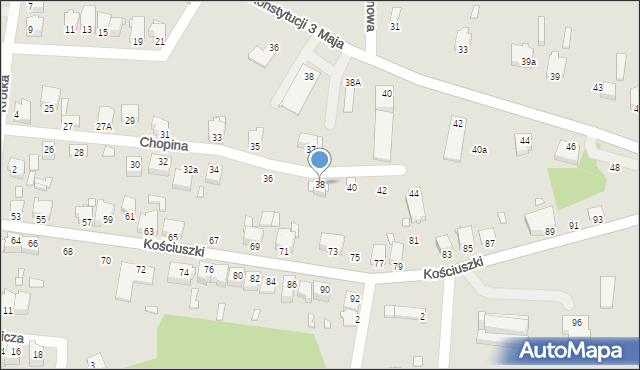 Łazy, Chopina Fryderyka, 38, mapa Łazy