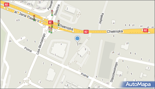 Łęczna, Chełmska, 3, mapa Łęczna