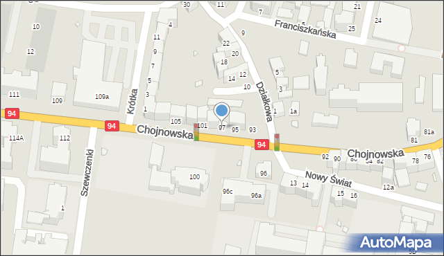 Legnica, Chojnowska, 97, mapa Legnicy