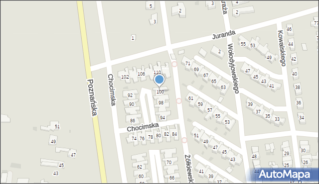 Leszno, Chocimska, 100, mapa Leszno