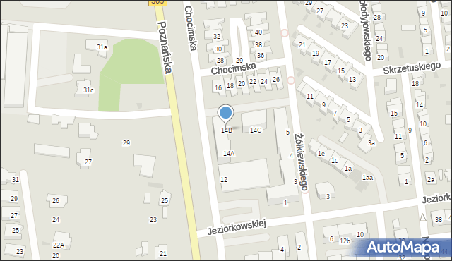 Leszno, Chocimska, 14B, mapa Leszno