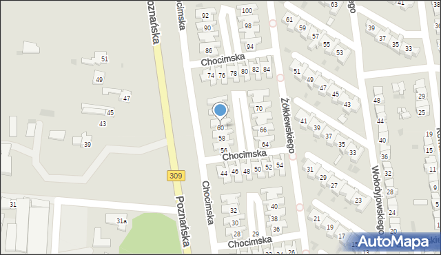 Leszno, Chocimska, 60, mapa Leszno