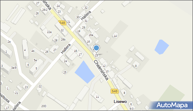 Lisewo, Chełmińska, 13, mapa Lisewo