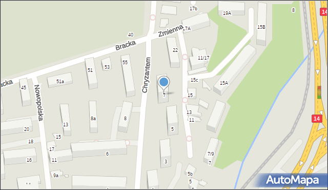 Łódź, Chryzantem, 7, mapa Łodzi