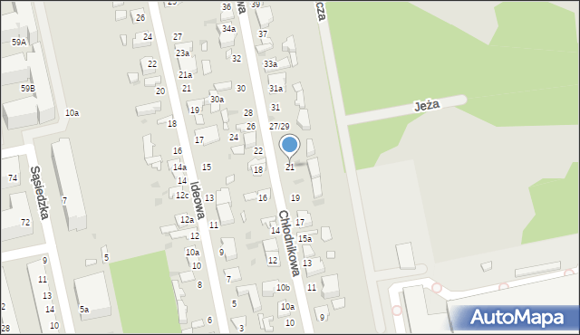 Łódź, Chłodnikowa, 21, mapa Łodzi