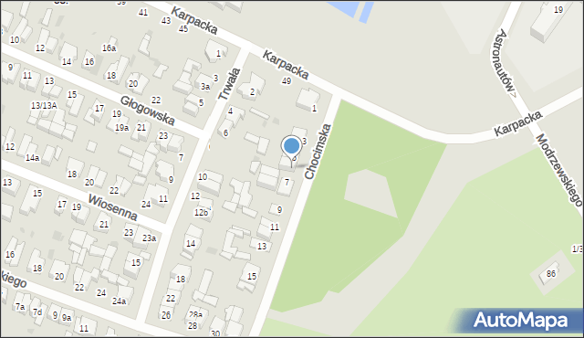 Łódź, Chocimska, 5A, mapa Łodzi